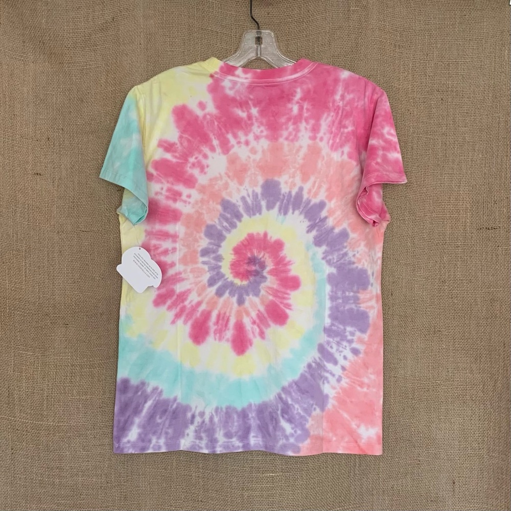 IVORY ELLA Heritage Tie-dye T-Shirt Pastel Rainbow White No Graphic Medium NWT - Picture 2 of 5